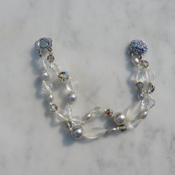 Swarovski Crystal, Glass Bead, and Faux Pearl Bracelet - Picture 5 of 6